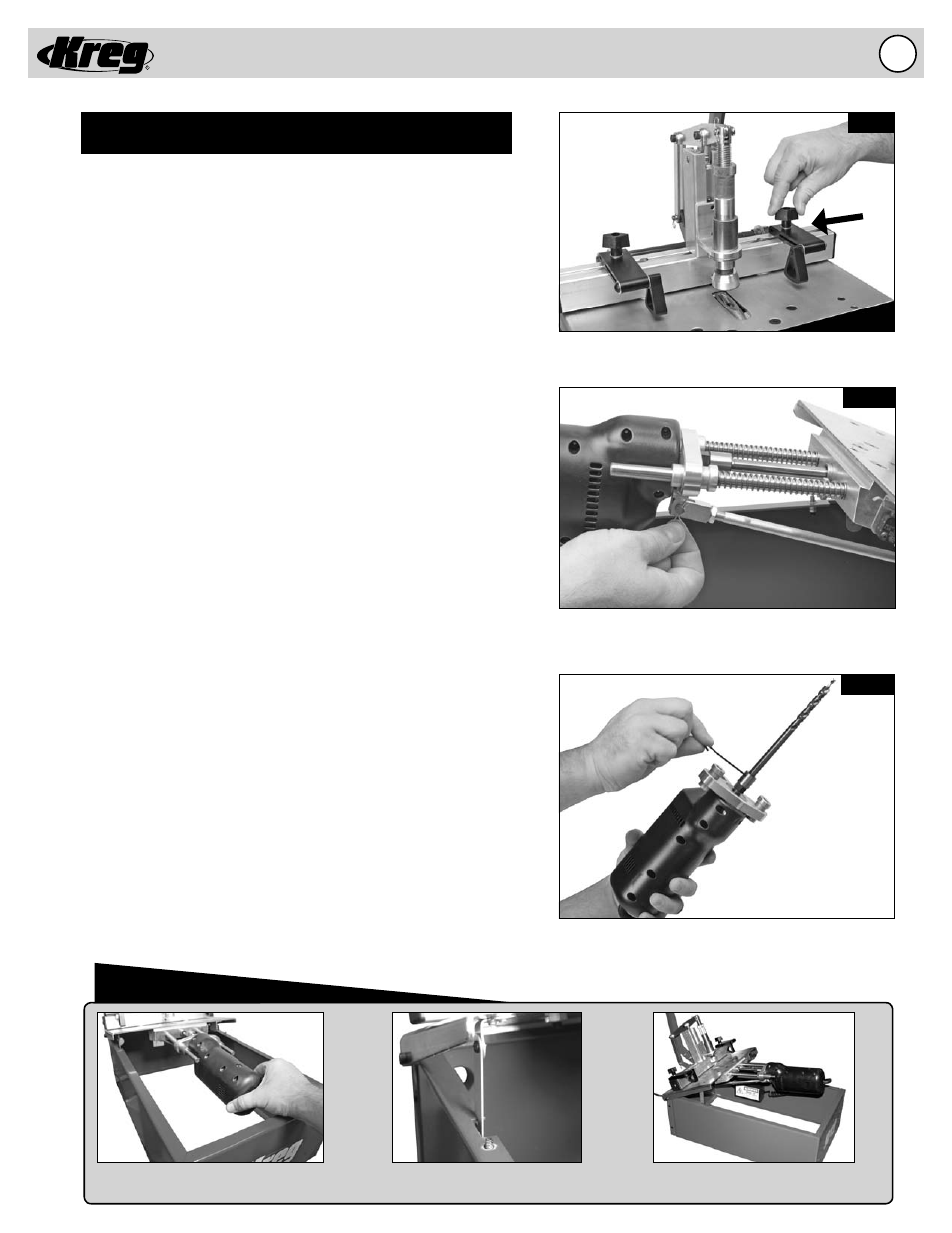 Db110 electric - adjustments | Kreg DB55 Pneumatic Foreman Pocket-Hole Machine User Manual | Page 13 / 20