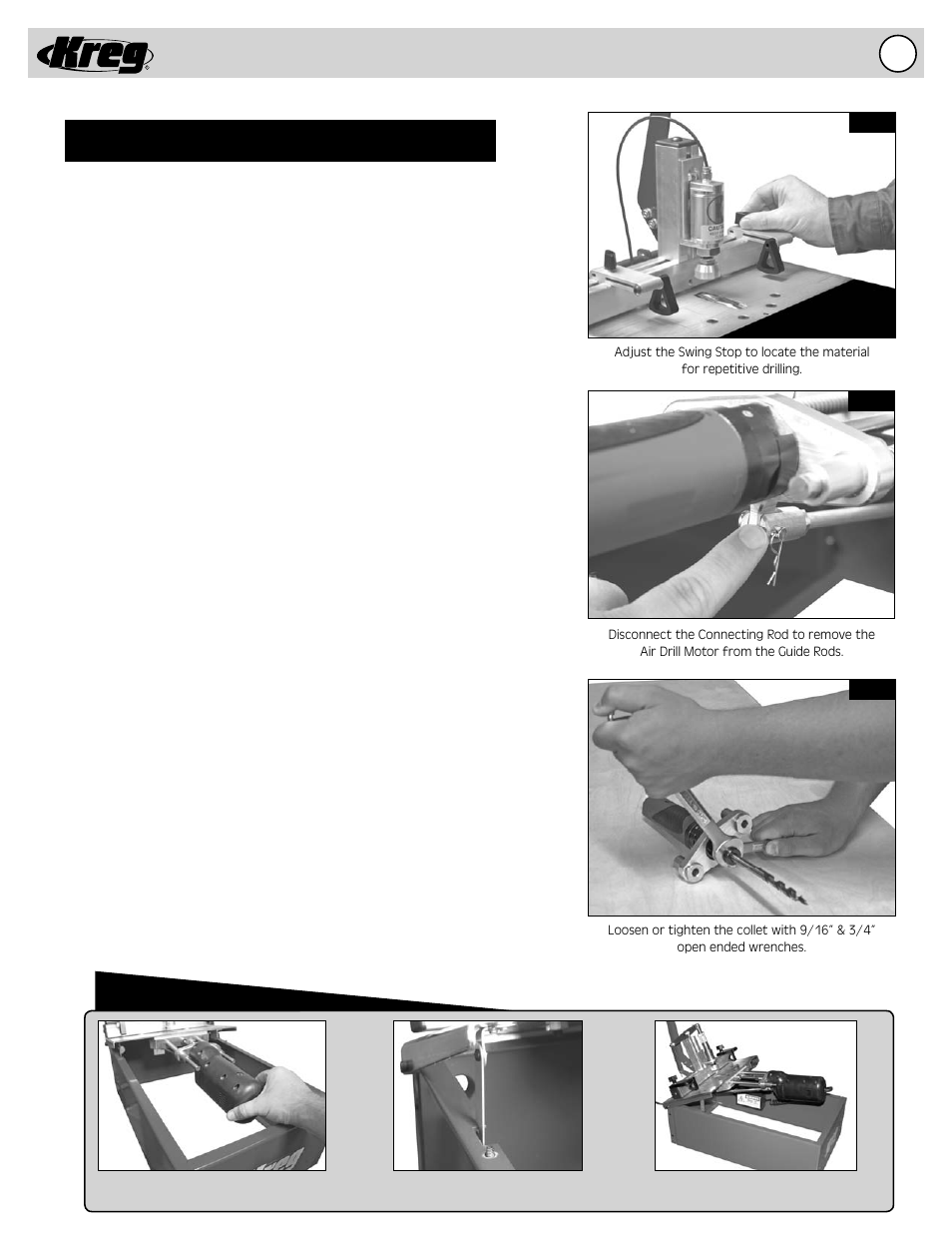 Db55 pneumatic - adjustments | Kreg DB55 Pneumatic Foreman Pocket-Hole Machine User Manual | Page 17 / 20