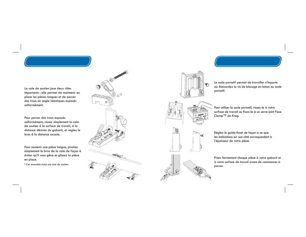 Cale de soutien, Socle portatif, Composants additionnels | Kreg Jig K4 User Manual | Page 17 / 27