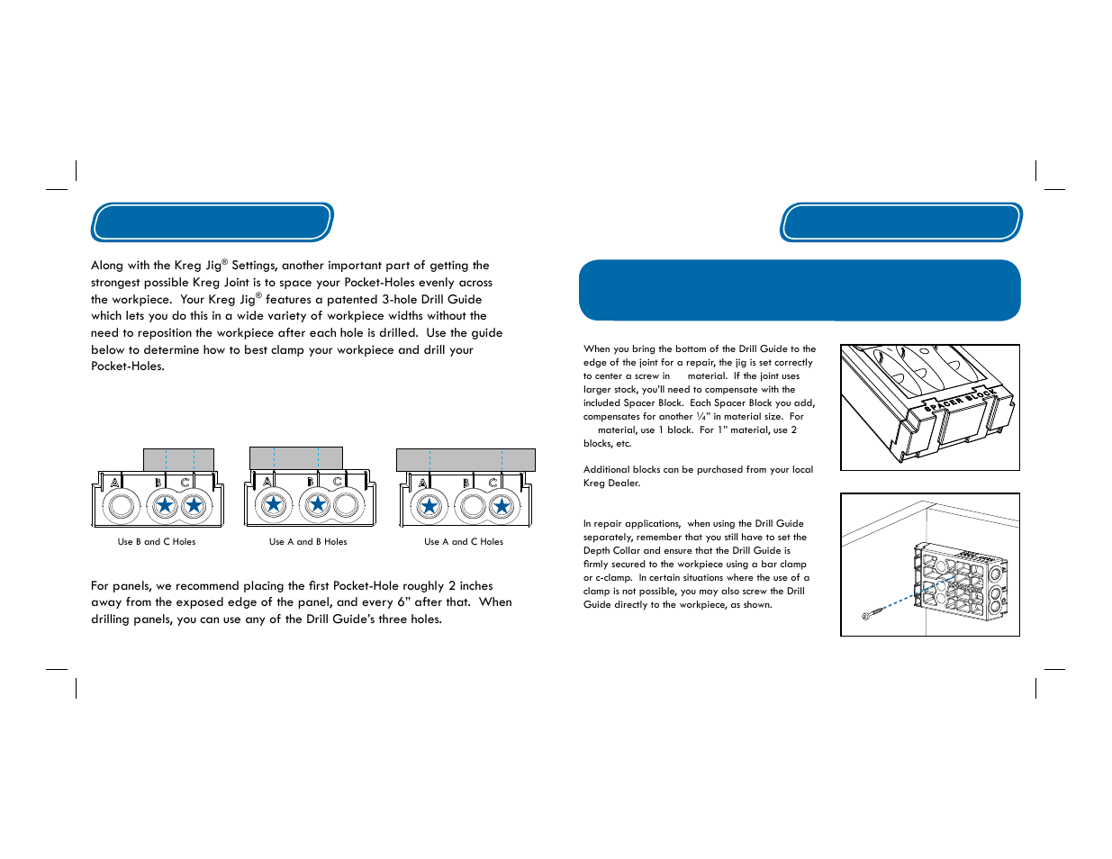 Pocket-hole placement, Repair applications | Kreg Jig K4 User Manual | Page 5 / 27