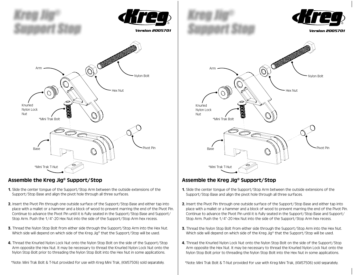 Kreg Jig Material Support Stop User Manual | 2 pages