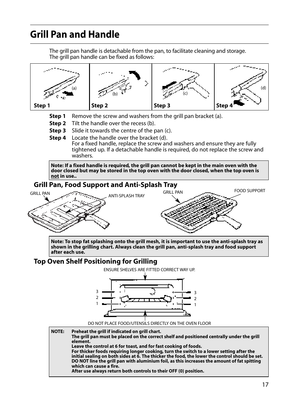 Grill pan and handle | Creda S150E User Manual | Page 17 / 44