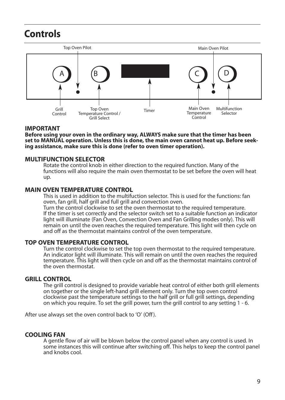 Controls | Creda S150E User Manual | Page 9 / 44