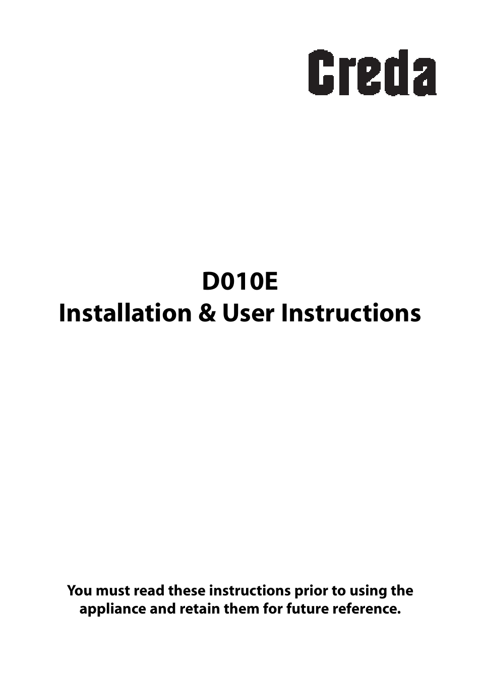 Creda D010E User Manual | 32 pages