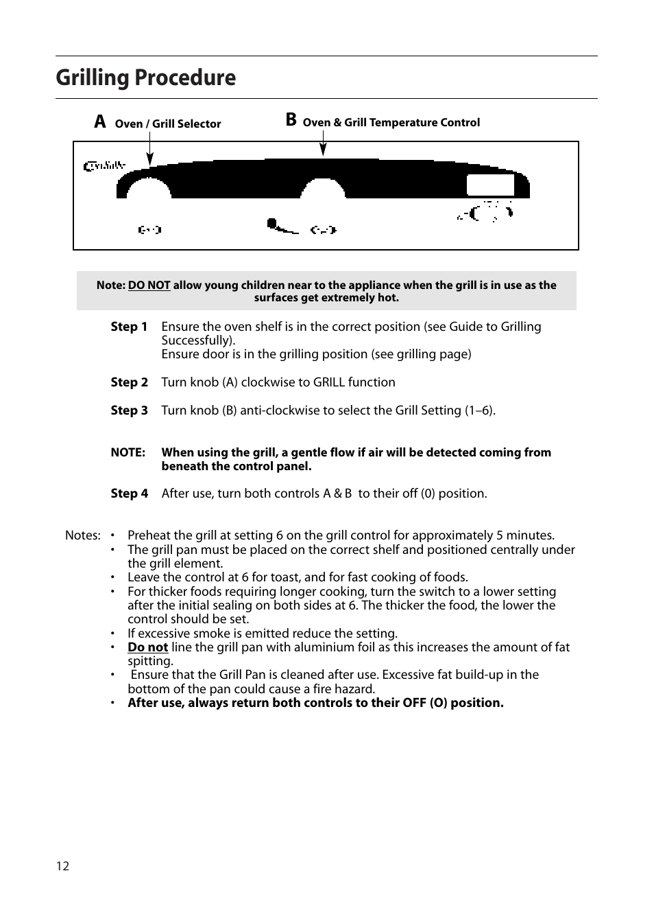 Grilling procedure | Creda D010E User Manual | Page 12 / 32