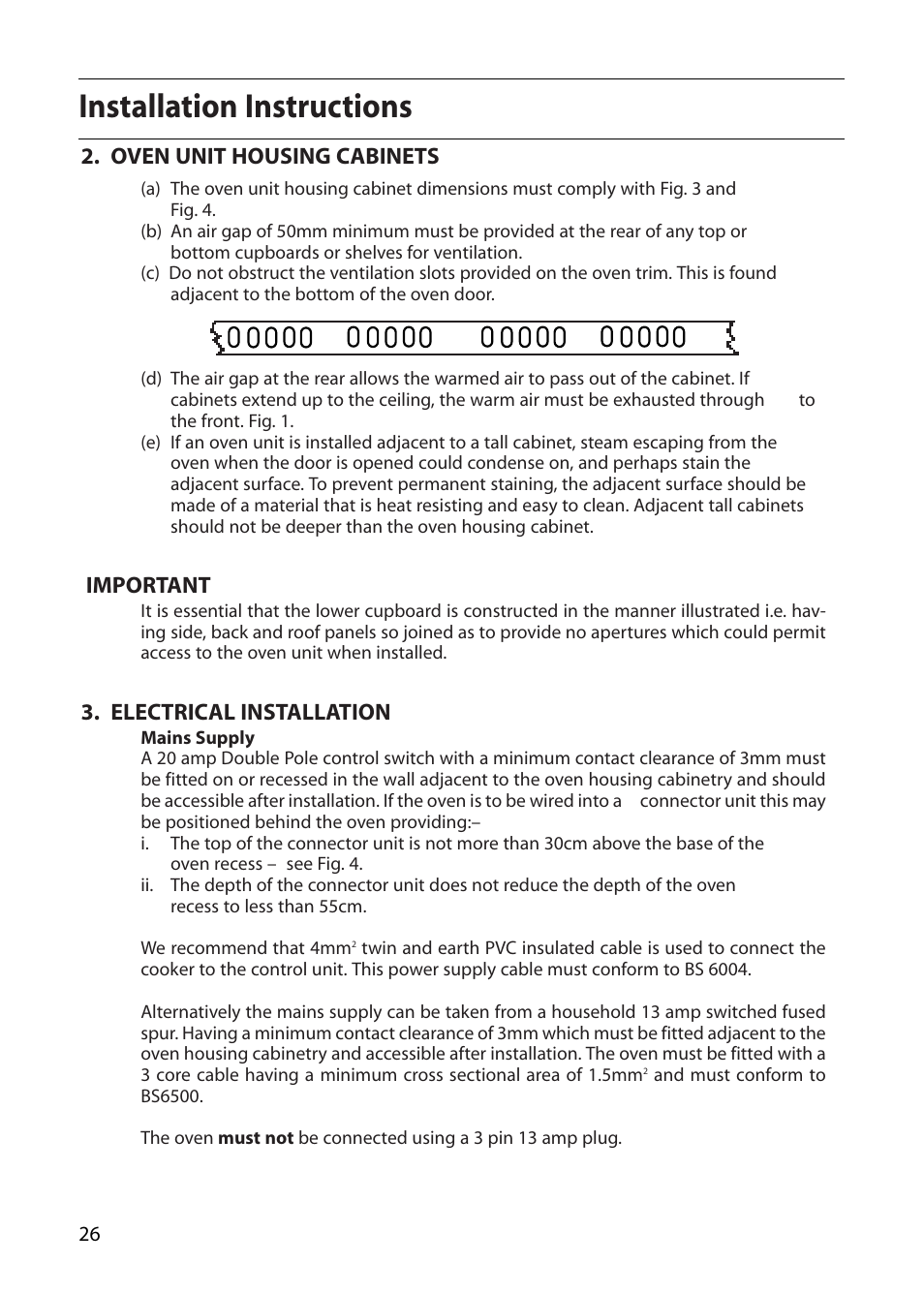 Installation instructions | Creda D010E User Manual | Page 26 / 32