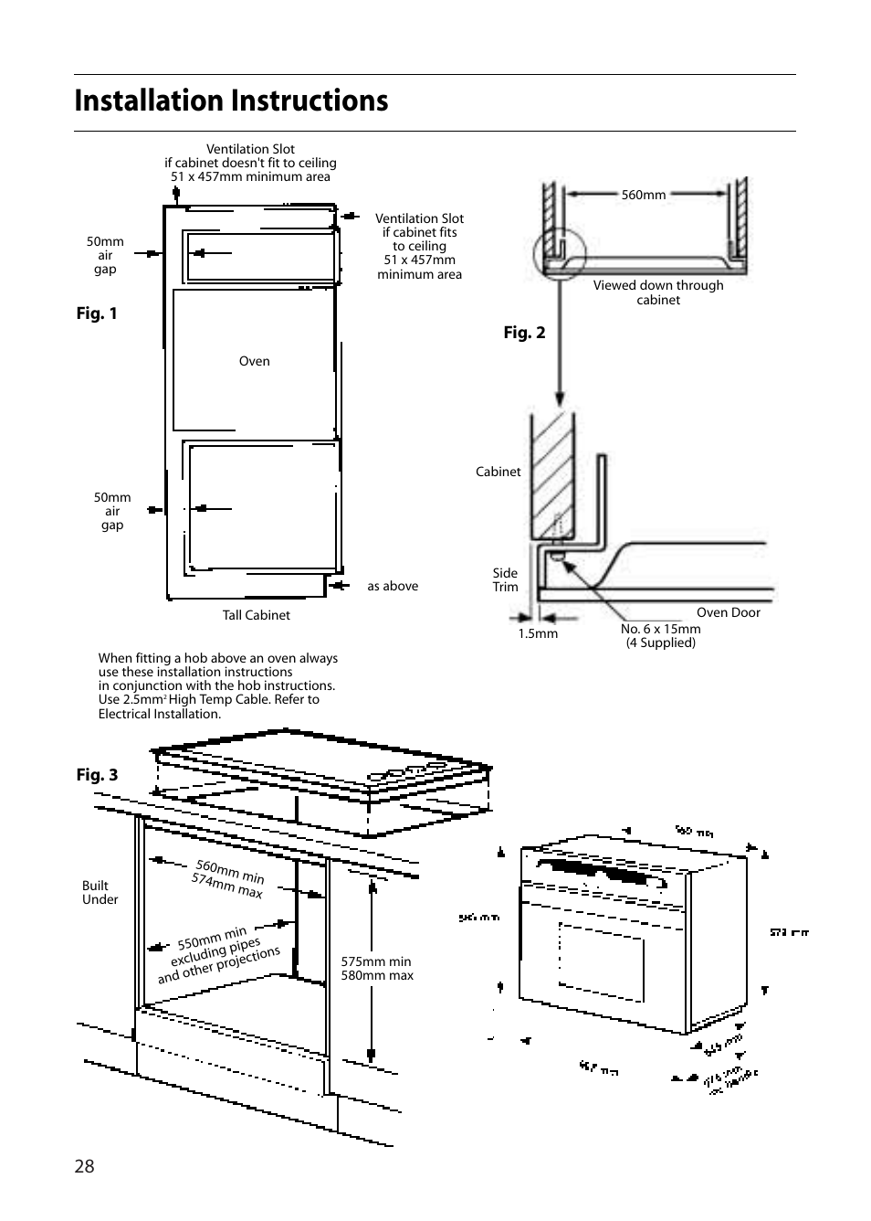 Installation instructions | Creda D010E User Manual | Page 28 / 32