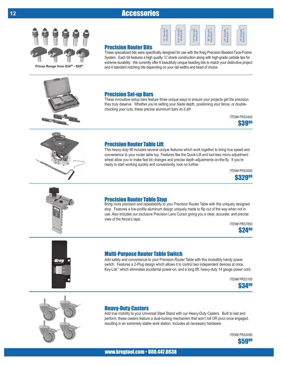 Accessories | Kreg PRS1200 Precision Beaded Face-Frame System User Manual | Page 12 / 12