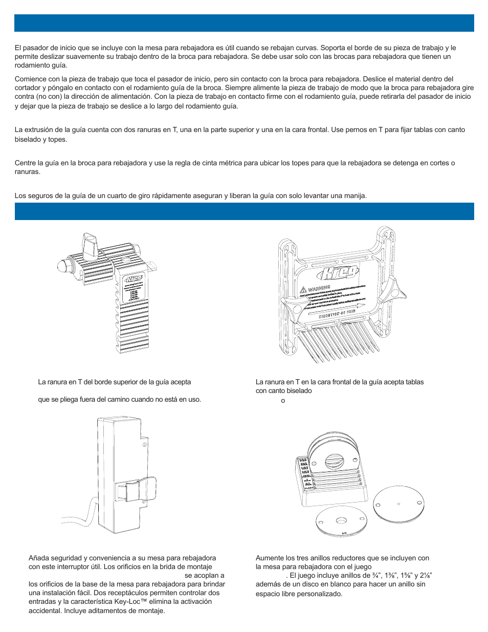Uso de la mesa para rebajadora, Accesorios opcionales kreg | Kreg PRS2100 Precision Benchtop Router Table User Manual | Page 28 / 28