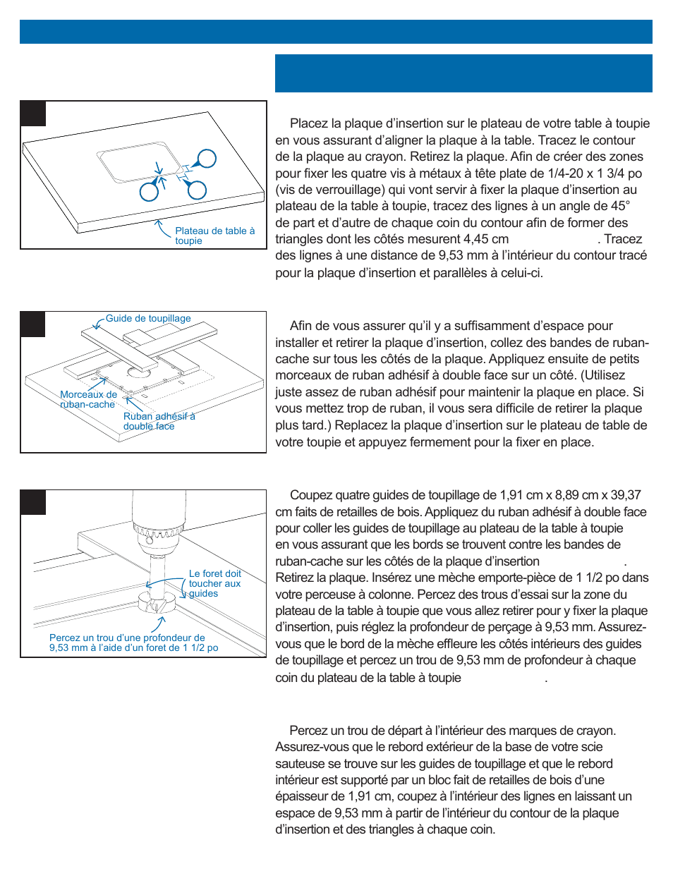Installation de la plaque d’insertion de précision, Cd e, Méthode avec ouverture à feuillure | Kreg PRS3038 Precision Router Table Insert Plate - Undrilled User Manual | Page 11 / 24