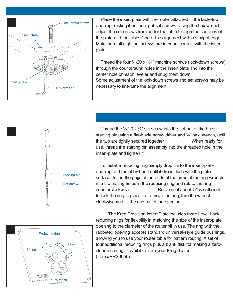 Precision insert plate installation, Kl m | Kreg PRS3038 Precision Router Table Insert Plate - Undrilled User Manual | Page 7 / 24