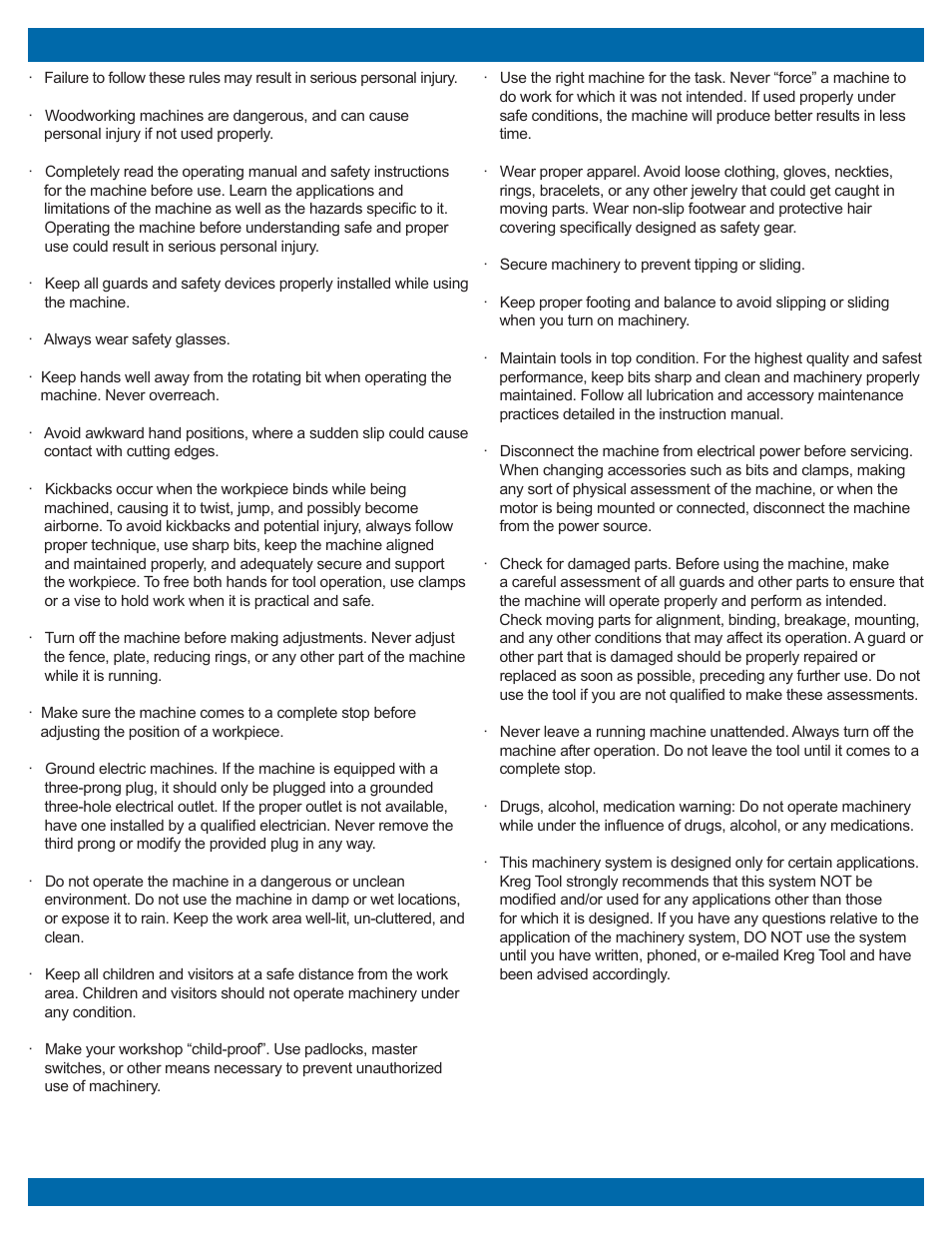 Safety guidelines | Kreg PRS3038 Precision Router Table Insert Plate - Undrilled User Manual | Page 8 / 24
