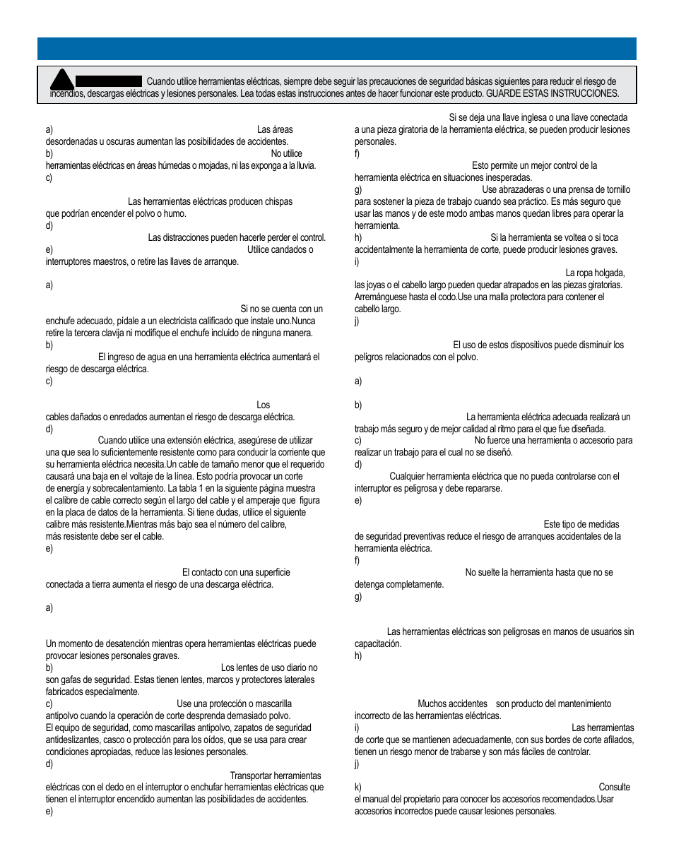 Instrucciones generales de seguridad | Kreg PRS1015 Precision Router Table Fence User Manual | Page 22 / 32