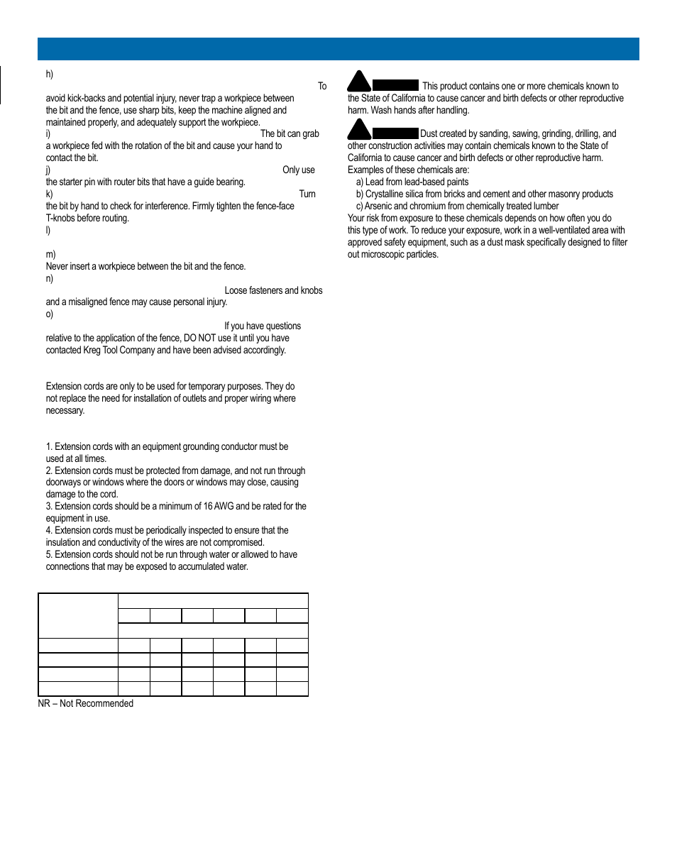 General safety instructions | Kreg PRS1015 Precision Router Table Fence User Manual | Page 3 / 32