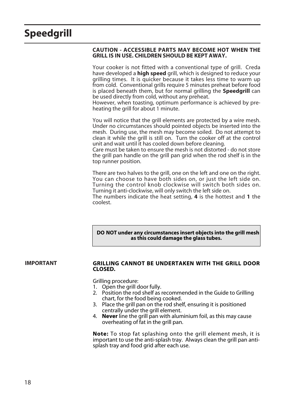 Speedgrill | Creda CF50E User Manual | Page 18 / 32