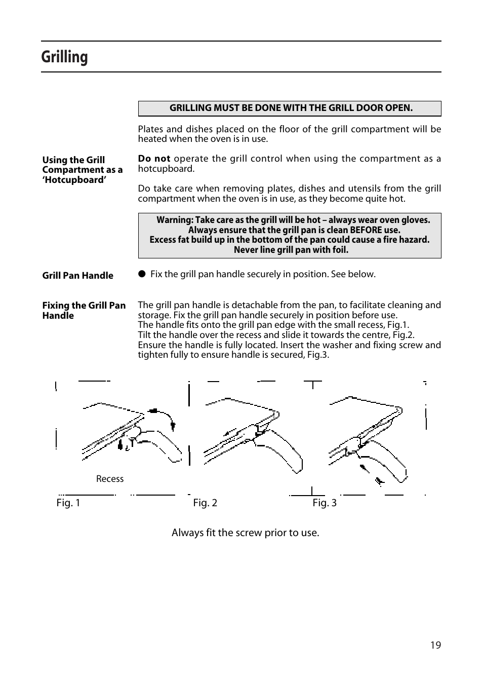 Grilling | Creda CF50E User Manual | Page 19 / 32