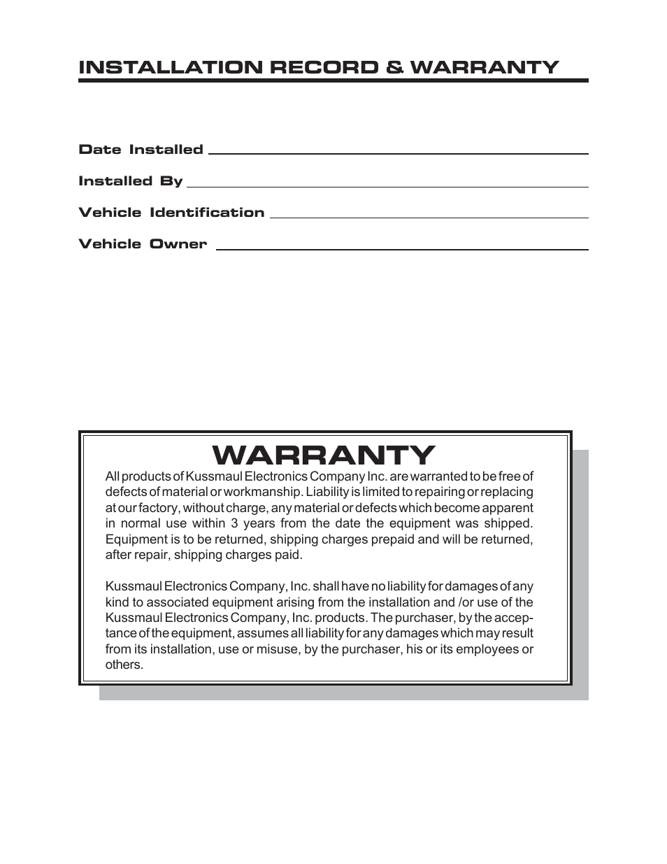 Warranty | Kussmaul Electronics 091-12PIM User Manual | Page 5 / 5