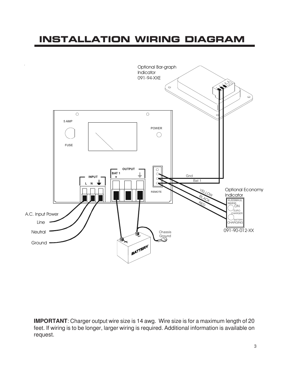 Installation wiring diagram | Kussmaul Electronics 091-90-12 User Manual | Page 3 / 6