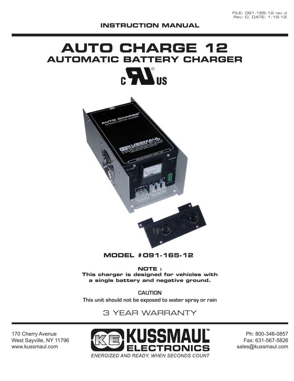 Kussmaul Electronics 091-165-12 User Manual | 11 pages