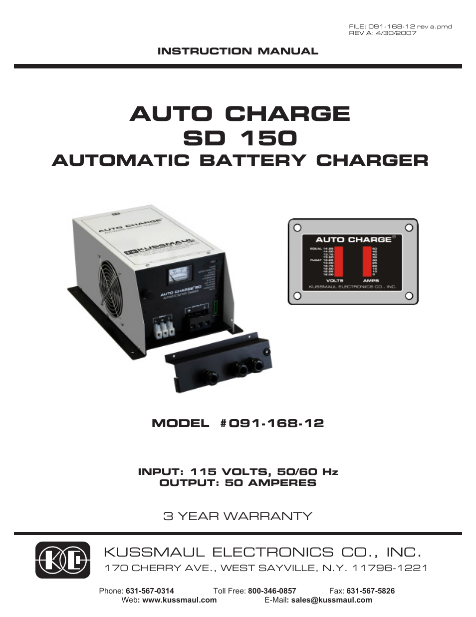 Kussmaul Electronics 091-168-12 User Manual | 8 pages
