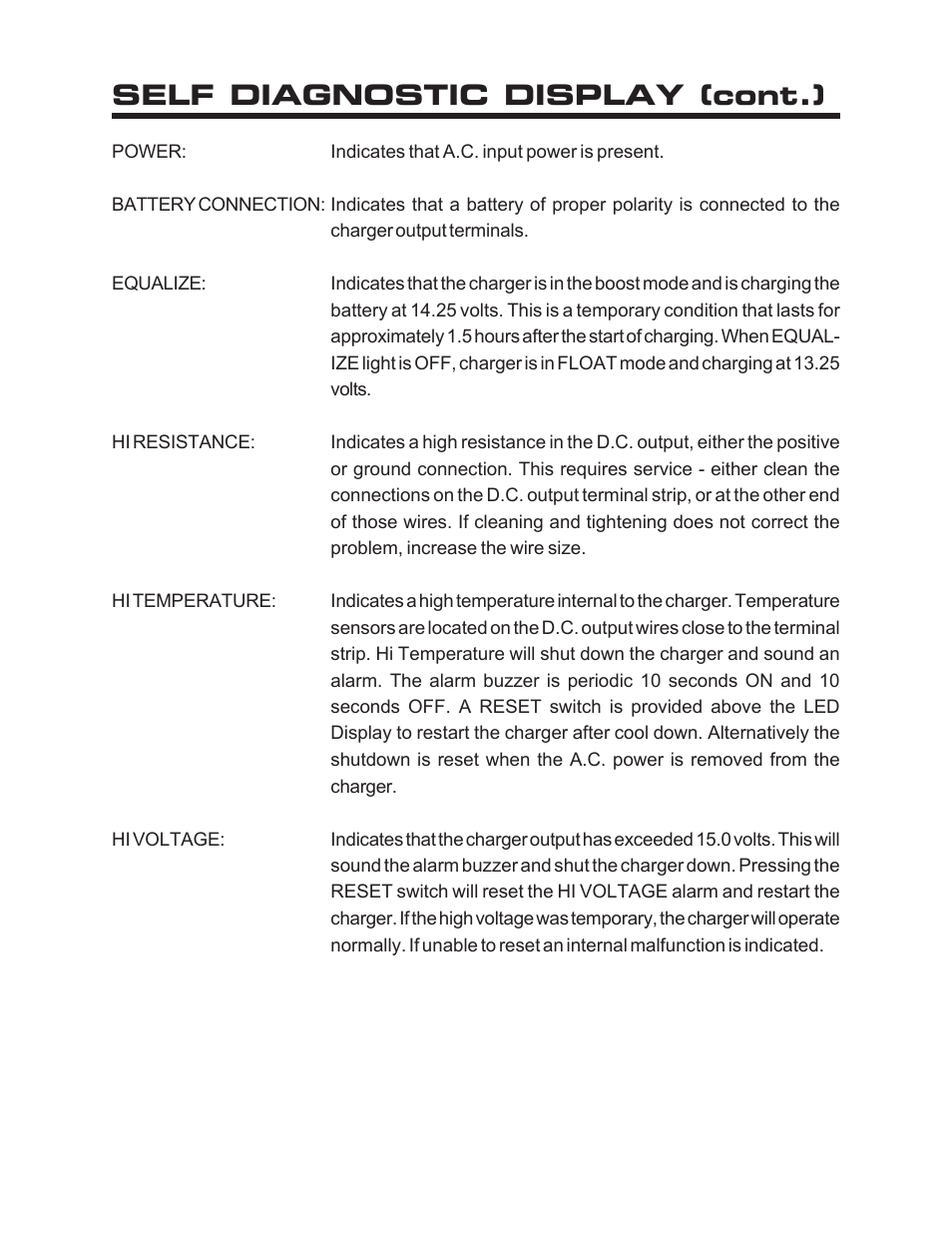 Self diagnostic display (cont.) | Kussmaul Electronics 091-168-12 User Manual | Page 3 / 8