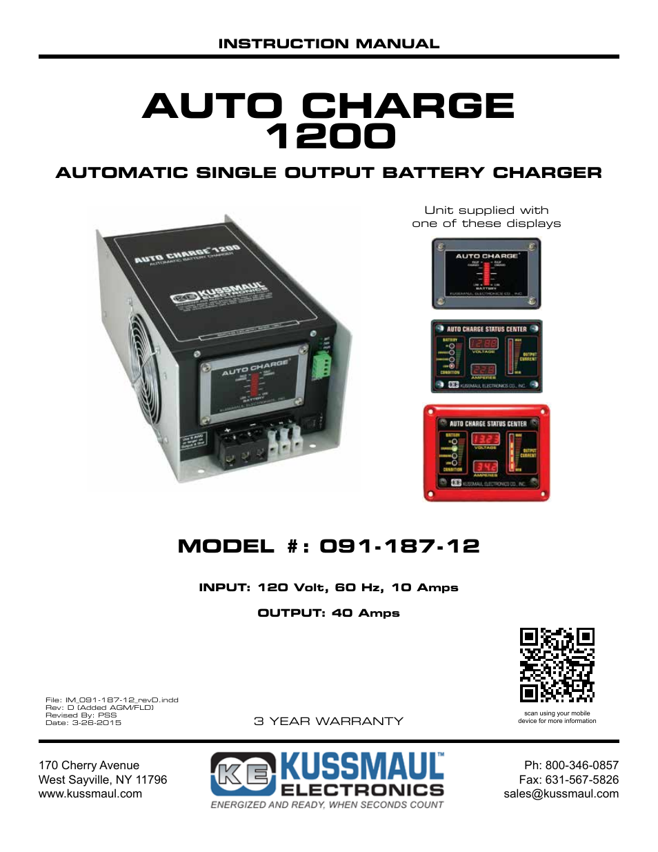 Kussmaul Electronics 091-187-12 User Manual | 10 pages