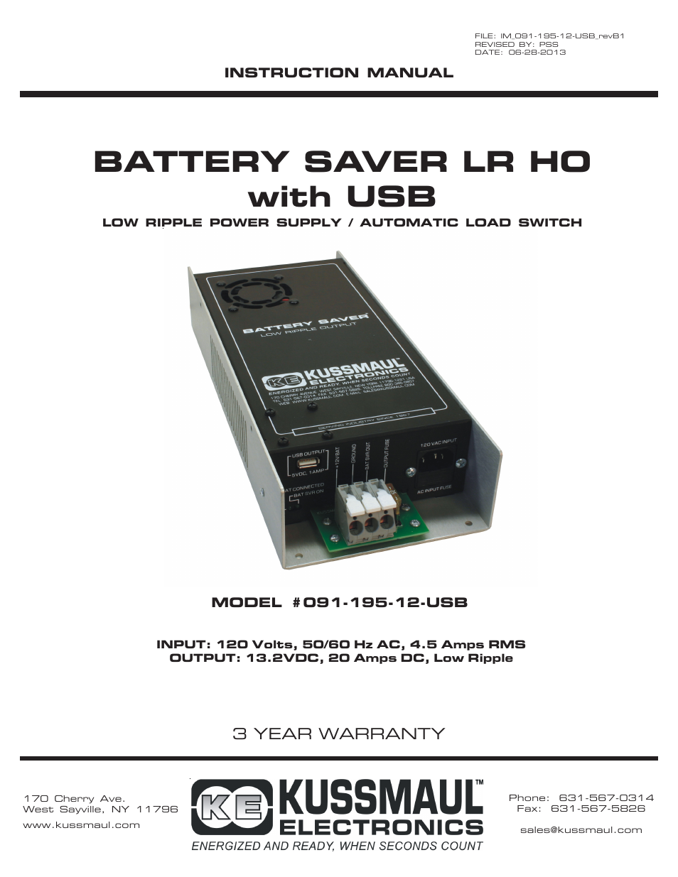 Kussmaul Electronics 091-195-12-USB User Manual | 7 pages