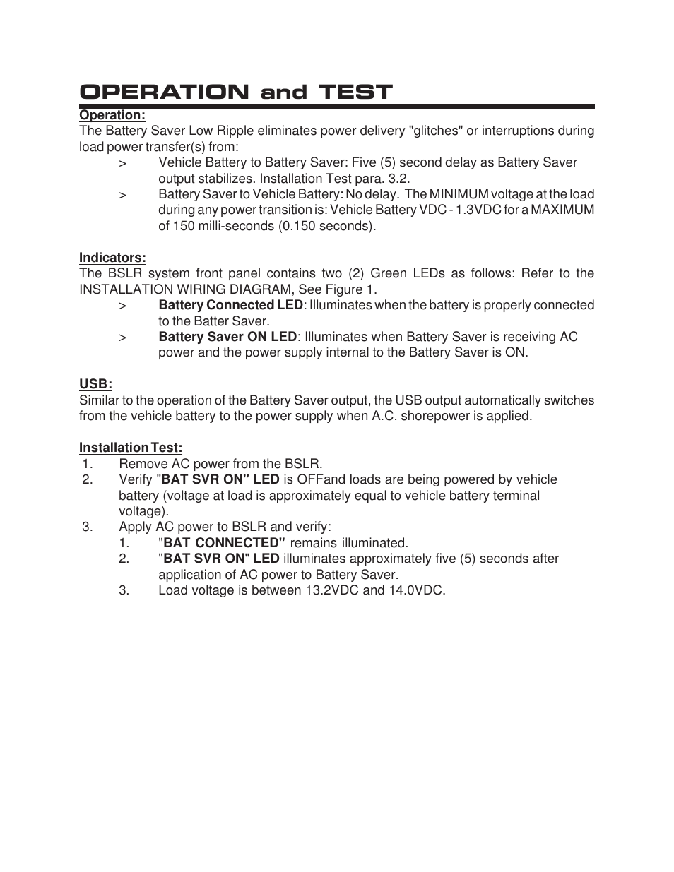 Operation and test | Kussmaul Electronics 091-195-12-USB User Manual | Page 3 / 7