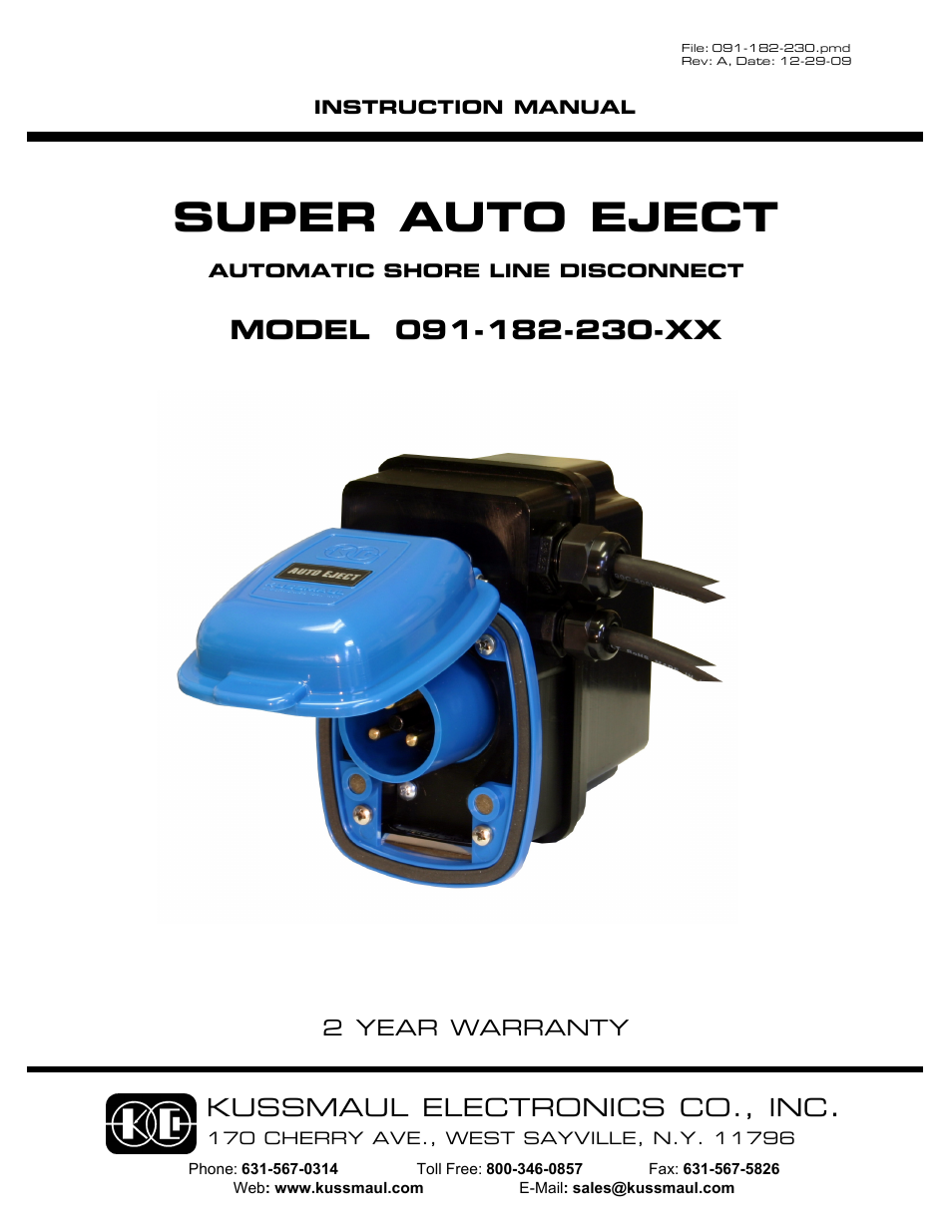 Kussmaul Electronics 091-182-230-12 User Manual | 5 pages