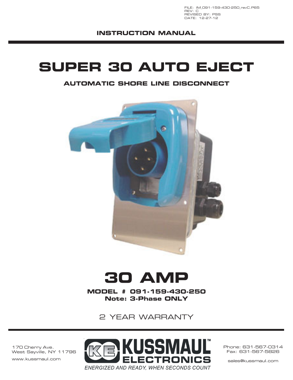 Kussmaul Electronics 091-159-430-250 User Manual | 9 pages