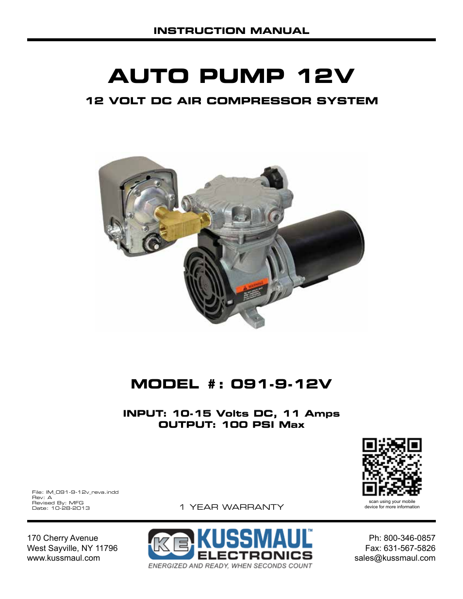 Kussmaul Electronics 091-9-12V User Manual | 8 pages