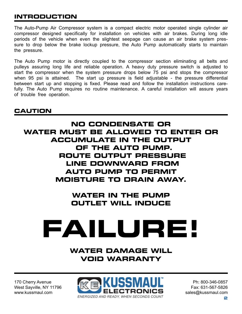 Failure | Kussmaul Electronics 091-9-12V User Manual | Page 2 / 8