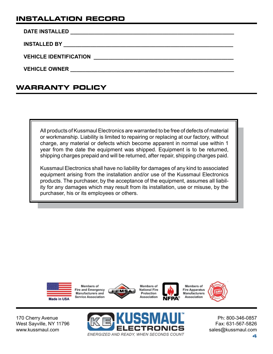 Kussmaul Electronics 091-9-12V-AD User Manual | Page 4 / 4