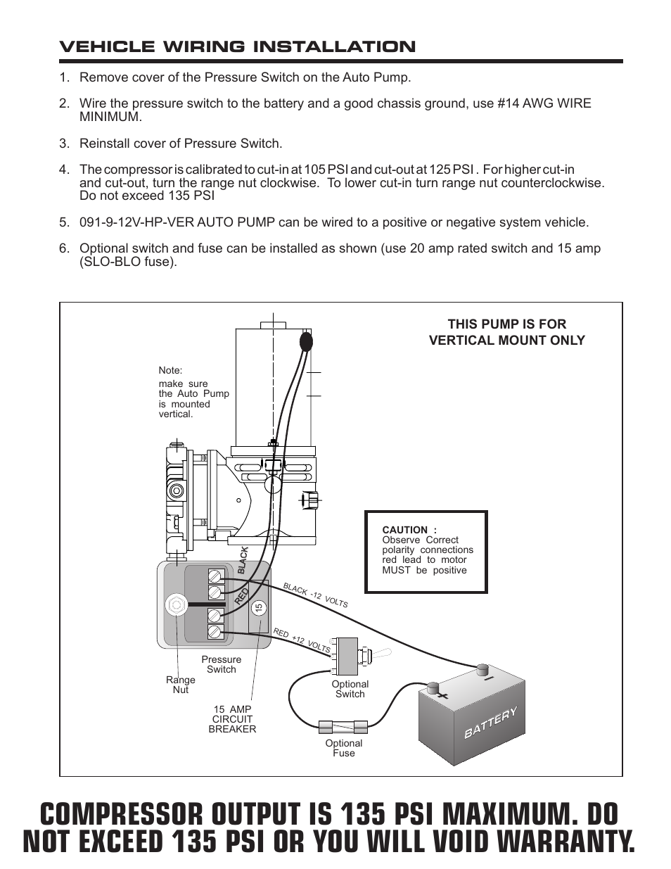 Vehicle wiring installation | Kussmaul Electronics 091-9-12V-HP-VER User Manual | Page 5 / 8