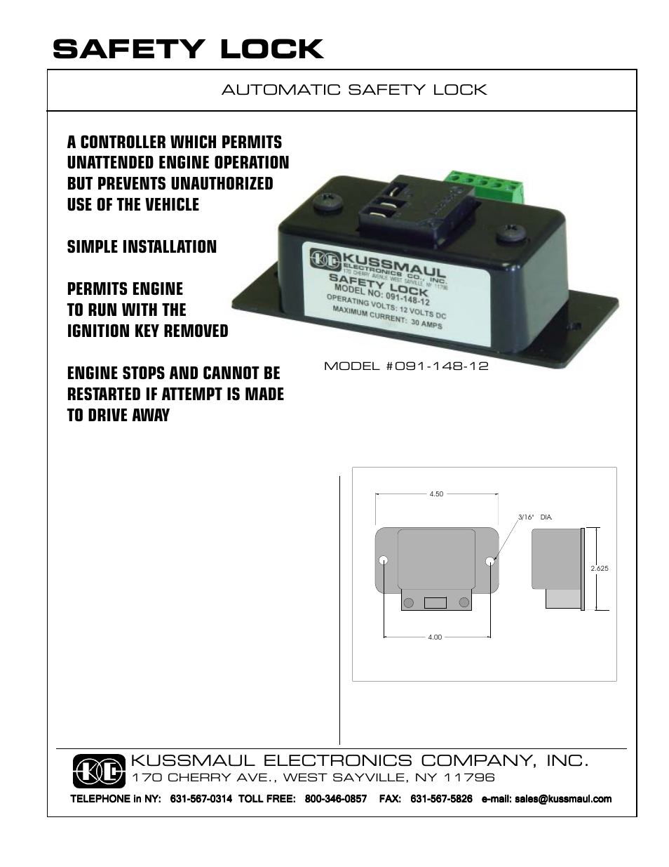 Kussmaul Electronics 091-148-12 User Manual | 2 pages