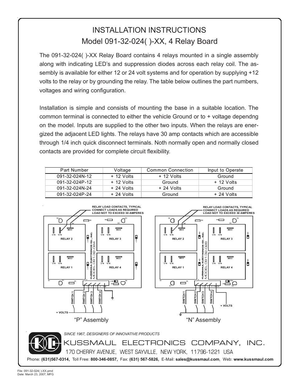 Kussmaul Electronics 091-32-024 User Manual | 1 page