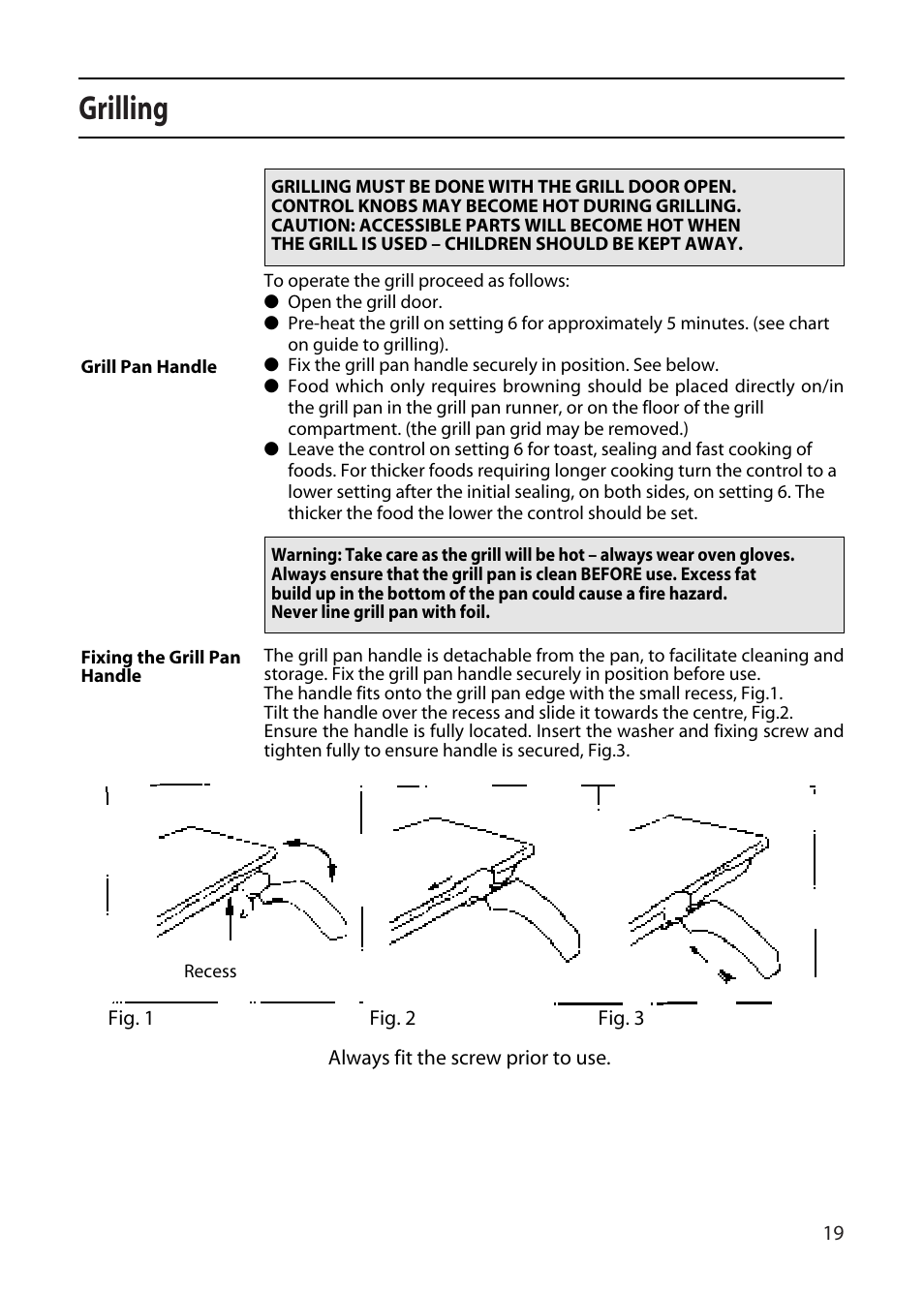 Grilling | Creda X155E User Manual | Page 19 / 32