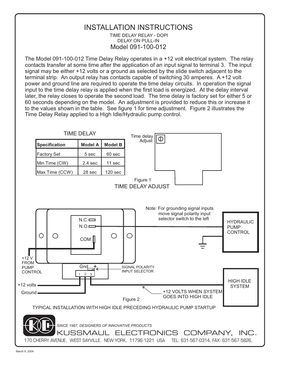 Kussmaul Electronics 091-100-012 User Manual | 1 page