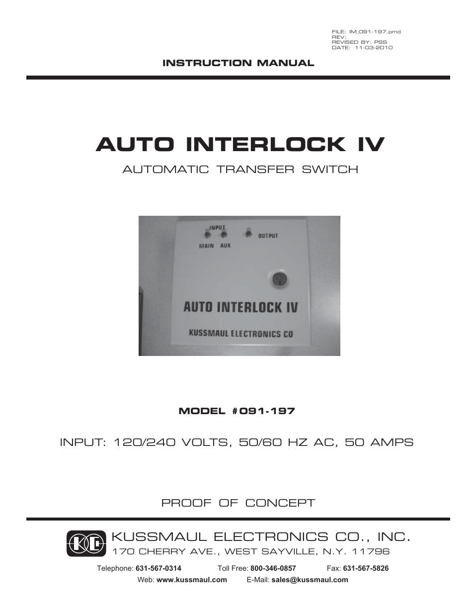 Kussmaul Electronics 091-197 User Manual | 5 pages