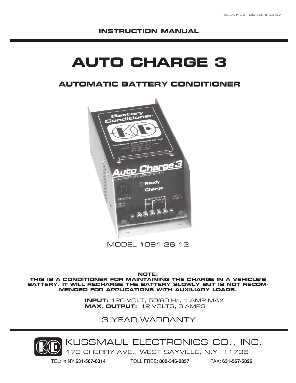 Kussmaul Electronics 091-26-12 User Manual | 5 pages