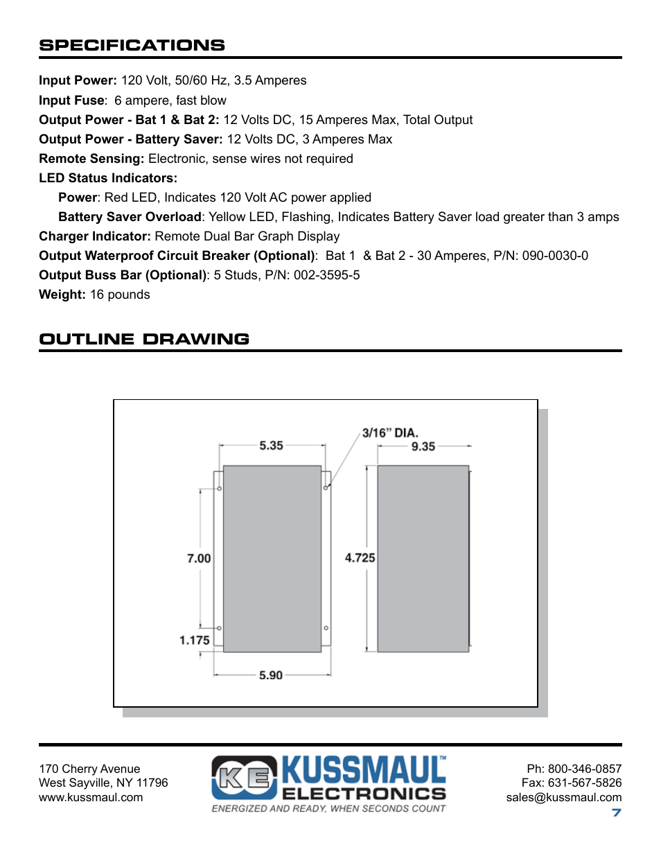 Kussmaul Electronics 091-39-12 User Manual | Page 7 / 8