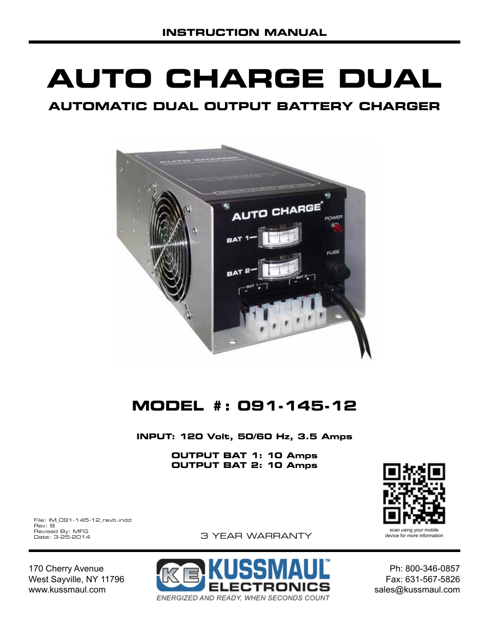 Kussmaul Electronics 091-145-12 User Manual | 8 pages