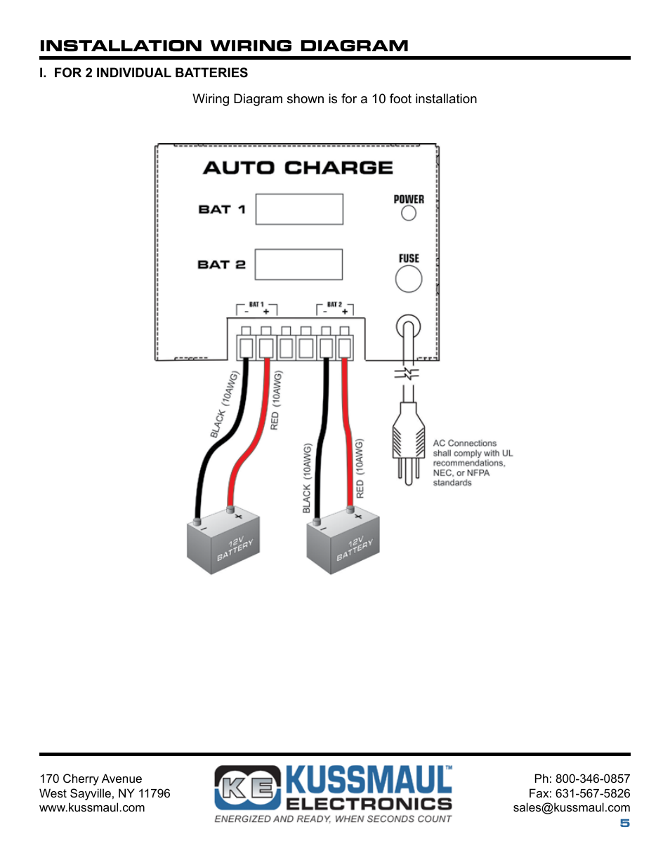 Installation wiring diagram | Kussmaul Electronics 091-145-12 User Manual | Page 5 / 8