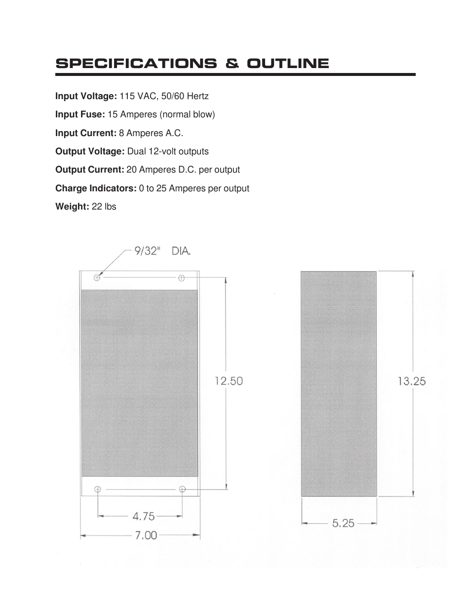 Specifications & outline | Kussmaul Electronics 091-145HO-12 User Manual | Page 6 / 7