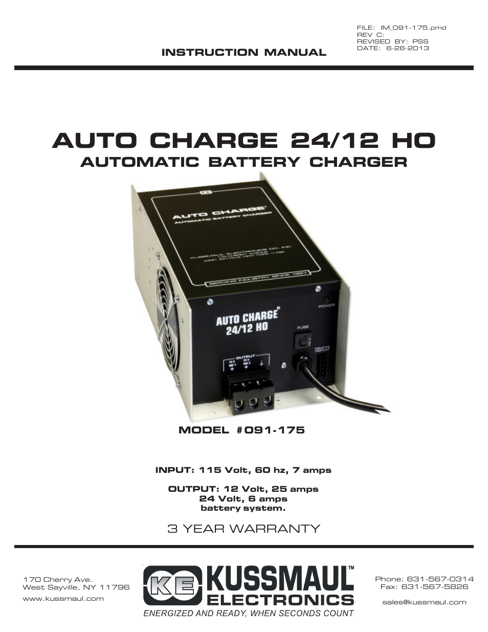 Kussmaul Electronics 091-175 User Manual | 6 pages
