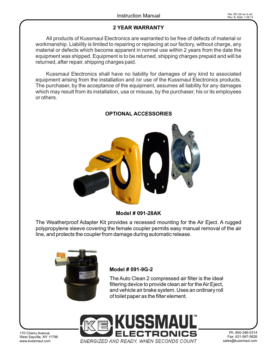 Kussmaul Electronics 091-28 User Manual | Page 5 / 5