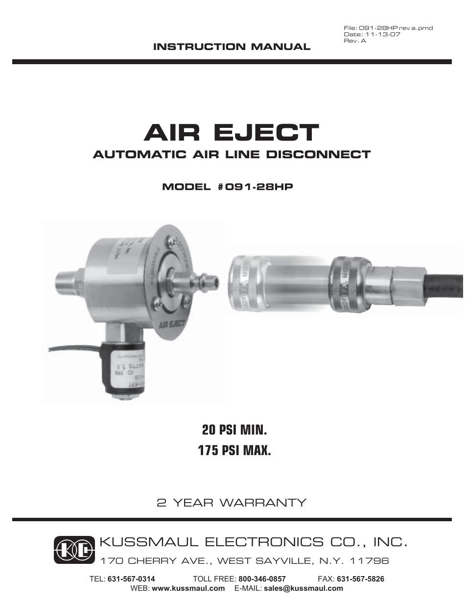 Kussmaul Electronics 091-28HP User Manual | 5 pages