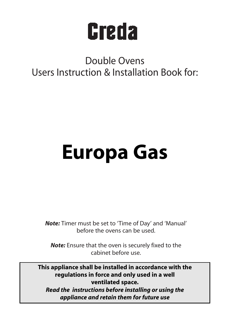 Creda Double Oven User Manual | 36 pages