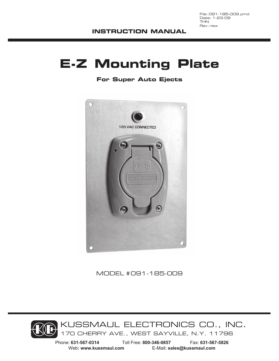 Kussmaul Electronics 091-185-009 User Manual | 3 pages