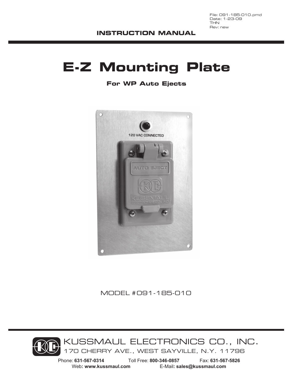 Kussmaul Electronics 091-185-010 User Manual | 3 pages